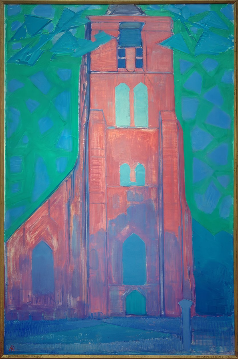 Zeelandic church tower (torre da igreja para Domburg) de Piet Mondrian