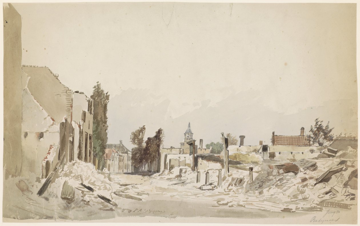 As ruínas de Bodegraven após o incêndio de Junho de 1870 de Piet Schipperus
