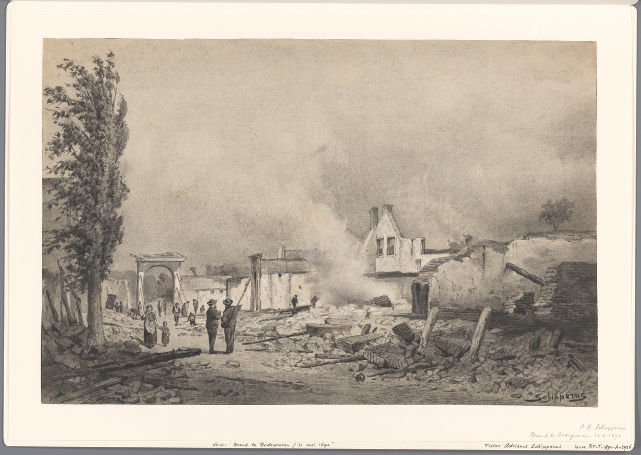 Ruínas de Bodegraven após o incêndio de 31 de maio de 1870 de Piet Schipperus