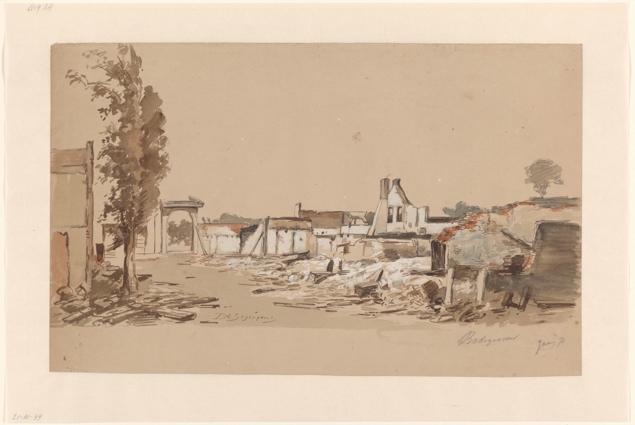Ruínas de Bodegraven após o incêndio de 31 de Maio de 1870 de Piet Schipperus