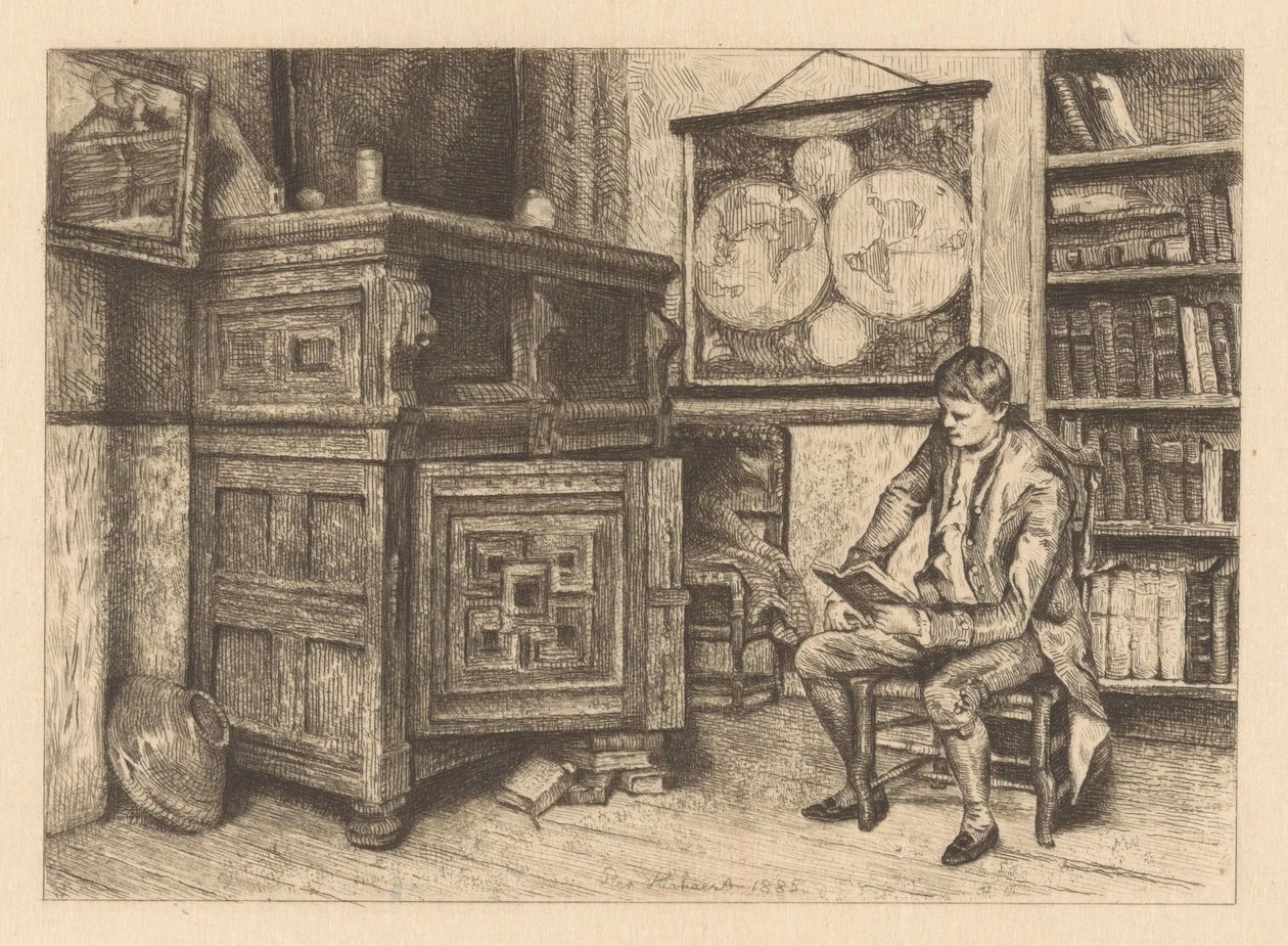 Homem de leitura num interior de Piet Verhaert