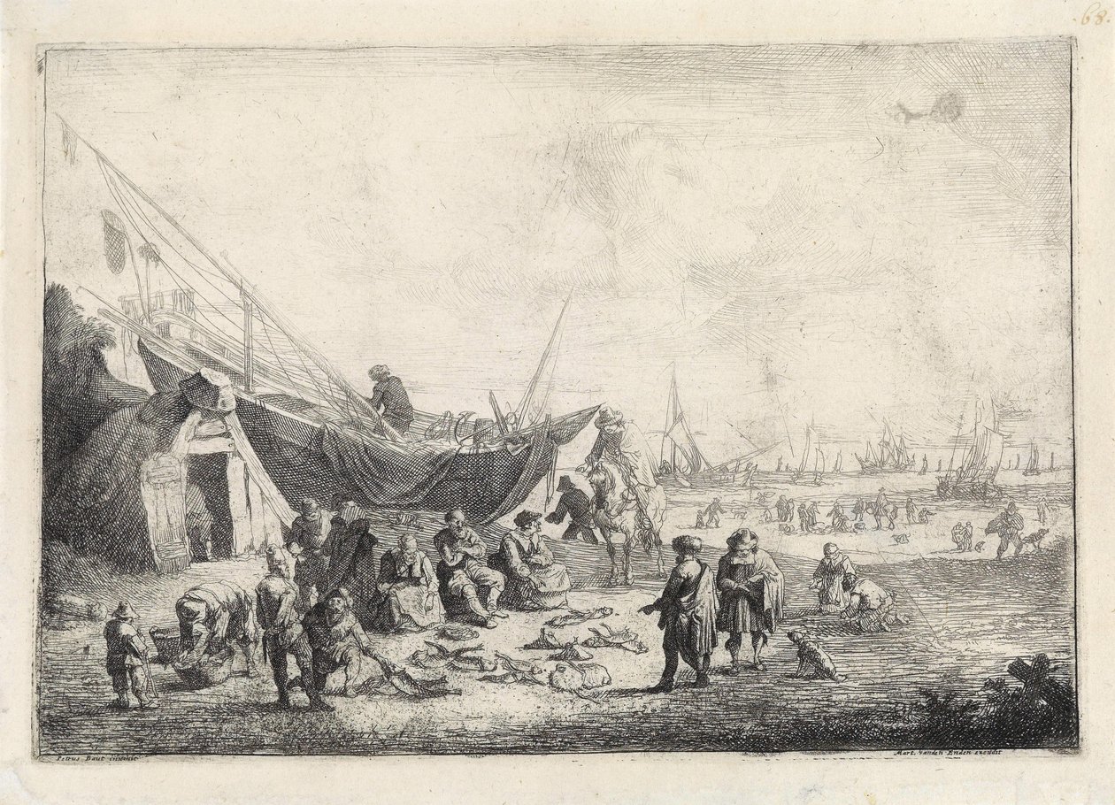 O mercado de peixe na praia de Scheveningen de Pieter Bouts