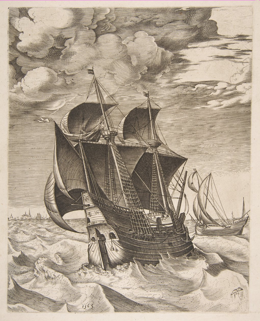 Um Hulk holandês e um Boeier from The Sailing Vessels de Pieter Bruegel the Elder