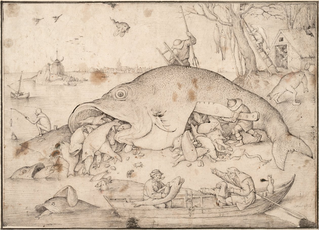 Peixe Grande Coma Peixe Pequeno, 1556 de Pieter Bruegel the Elder