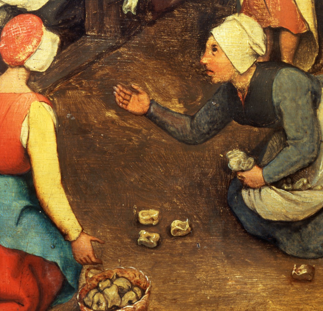 Jogos Infantis (Kinderspiele): detalhe de um jogo jogando ossos da junta, 1560 (detalhe de 68945) de Pieter Bruegel the Elder