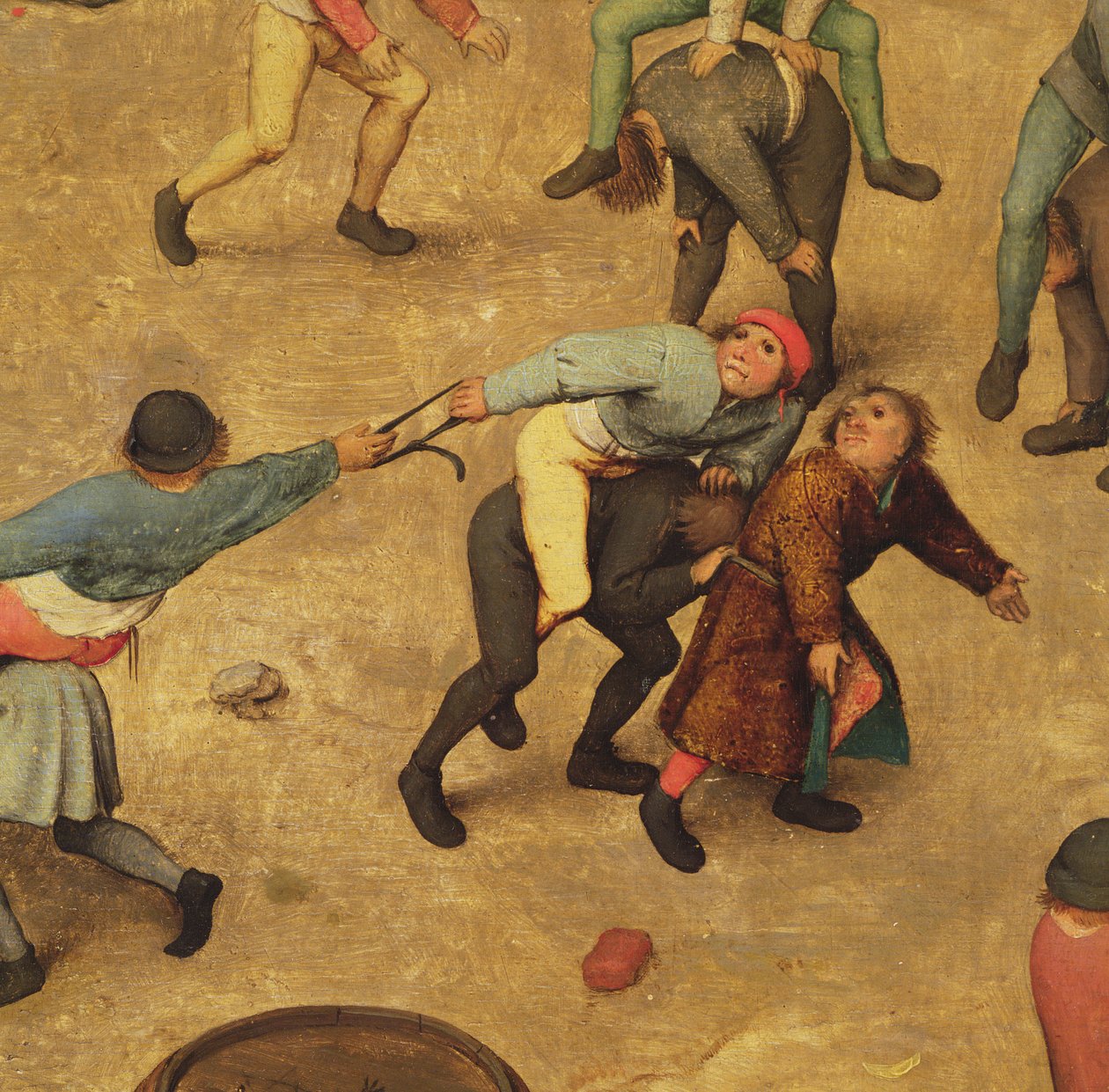 Jogos para crianças (Kinderspiele): detalhe das crianças no porquinho, 1560 (detalhe de 68945) de Pieter Bruegel the Elder