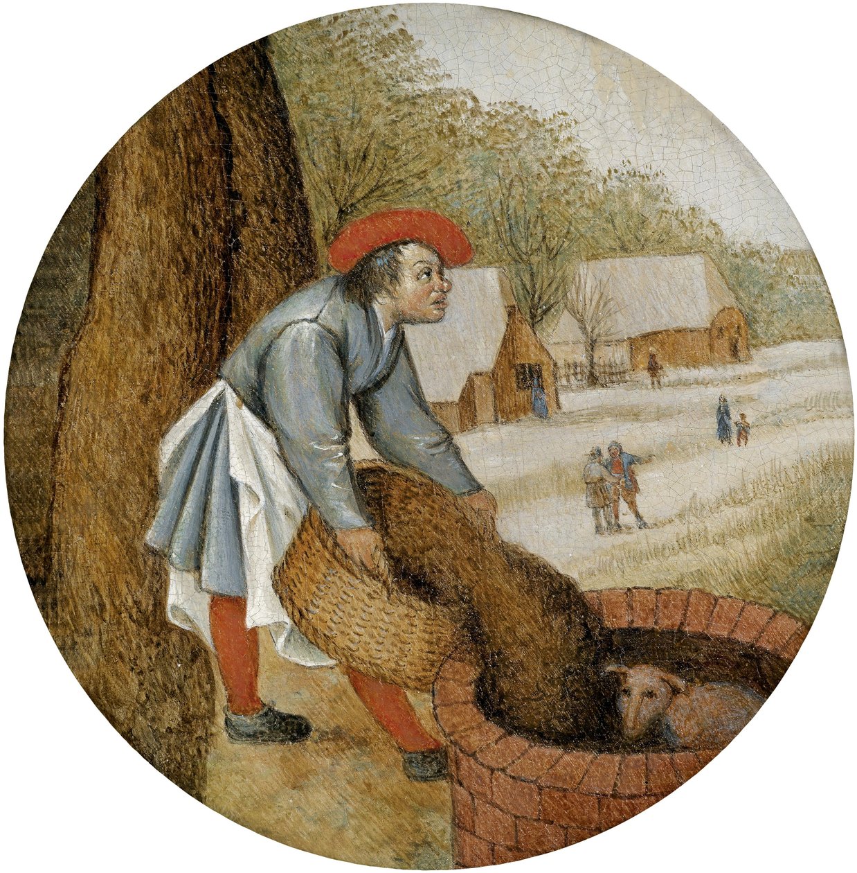 O agricultor derrama as fontes de Pieter Brueghel the Younger