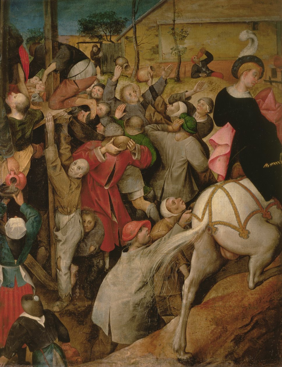 A festa de St. Martin (tempera on canvas) (detalhe) de Pieter Brueghel the Younger