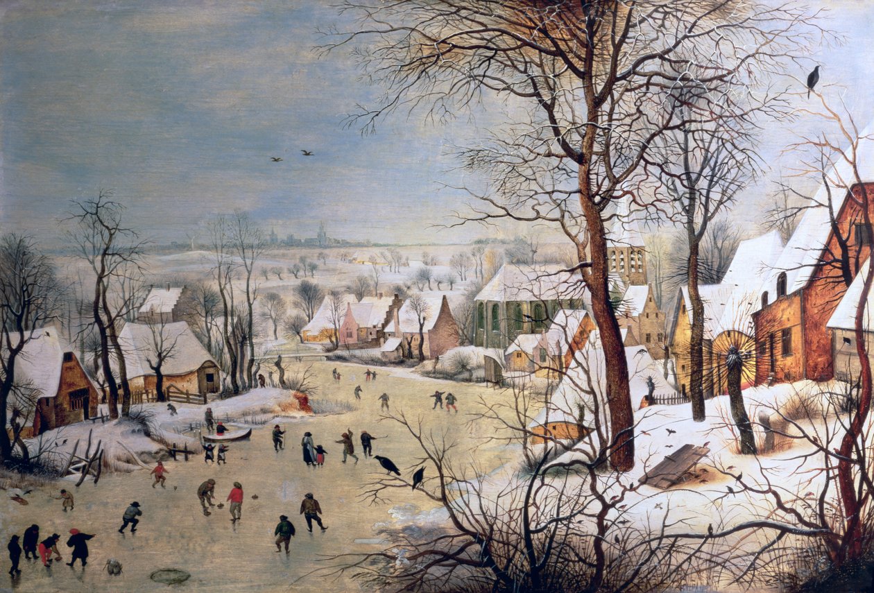Paisagem de inverno com Birdtrap, 1601 de Pieter Brueghel the Younger