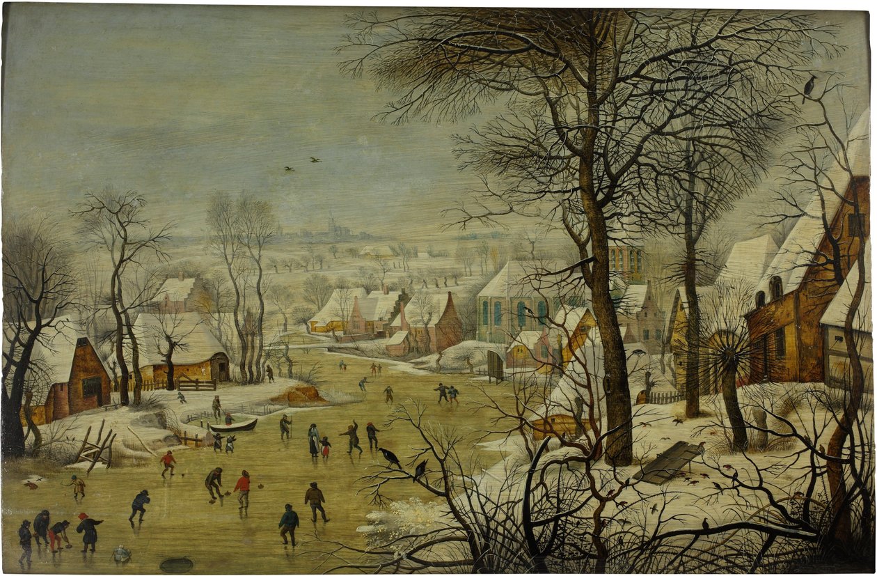 Paisagem de inverno com uma armadilha de pássaros de Pieter Brueghel the Younger