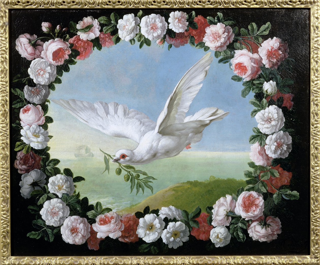 Uma Alegoria do Dilúvio "A Pomba Sagrada", 1721 de Pieter Casteels