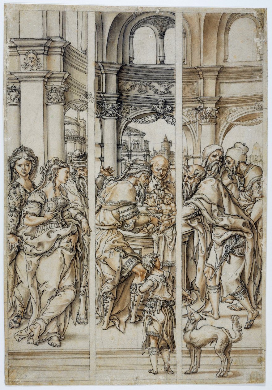 A circuncisão de Cristo, design para um vitral de Pieter Coecke van Aelst