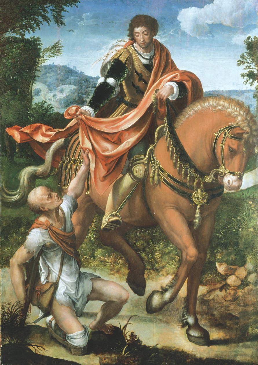 São Martinho dividindo seu manto de Pieter Coecke van Aelst