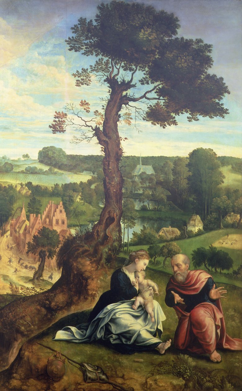 O resto da fuga para o Egito, c.1534-40 (painel) de Pieter Coecke van Aelst