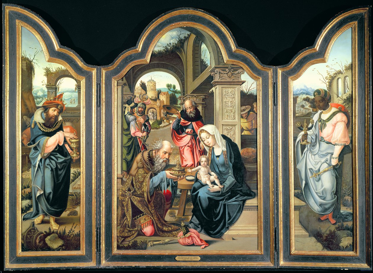 Tríptico representando a Adoração dos Magos, c.1600 de Pieter Coecke van Aelst