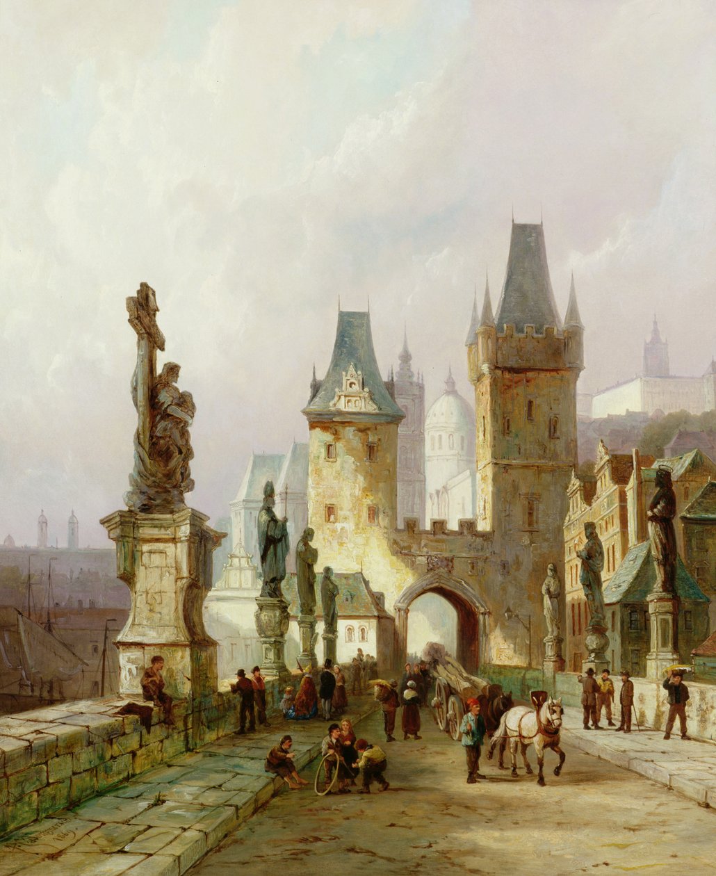 Ponte Carlos, em Praga de Pieter Cornelis Dommerson