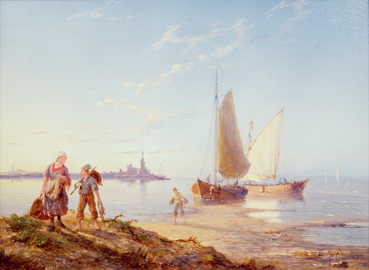 Barcos de pesca fora da costa, 1887 de Pieter Cornelis Dommerson