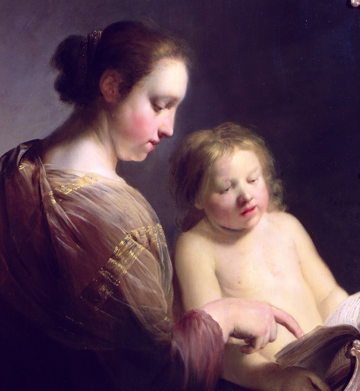 A Virgem Ensina o Menino Jesus a Ler, c.1630 (detalhe de 177874) de Pieter Fransz de Grebber
