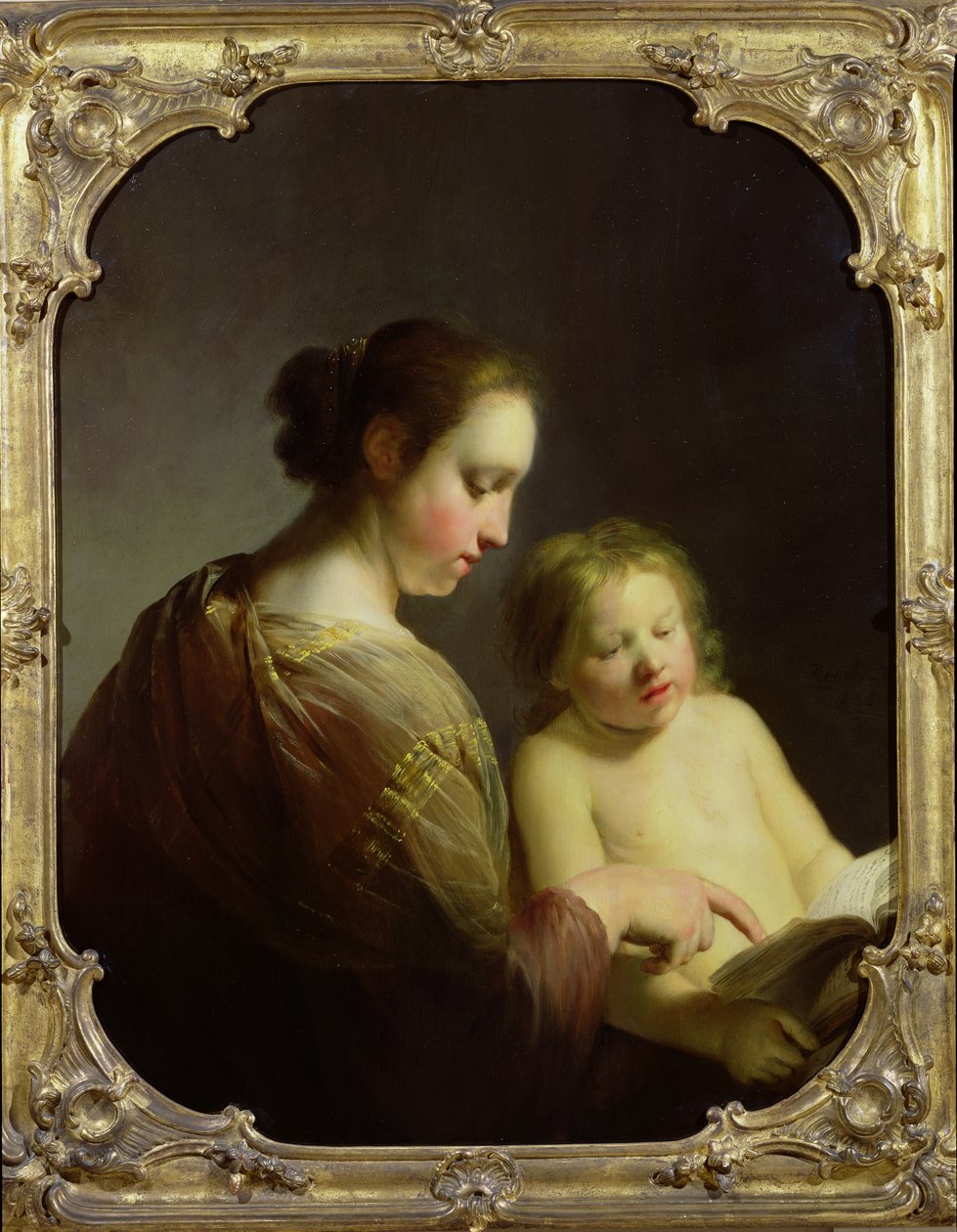 A Virgem Ensina o Menino Jesus a Ler, c.1630 de Pieter Fransz de Grebber