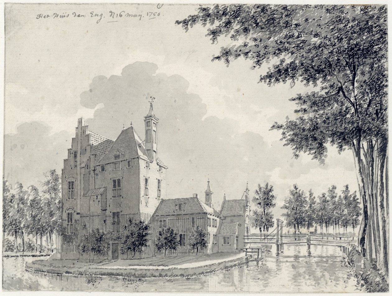 Vista do castelo Den Engh, perto de Vleuten de Pieter Jan van Liender