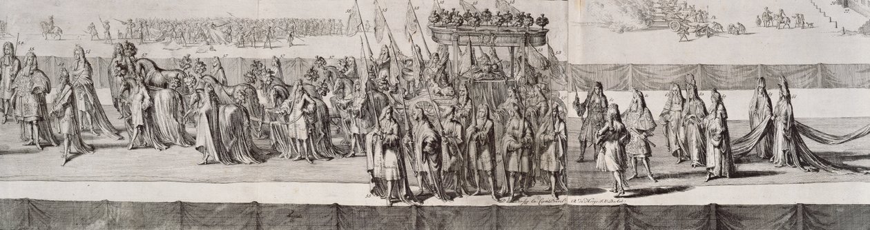 A procissão fúnebre de Queen Mary II (1662-94) detalhe do caixão, gravado por Romeyn de Hooge (1645-1708) 1695 de Pieter Persoy