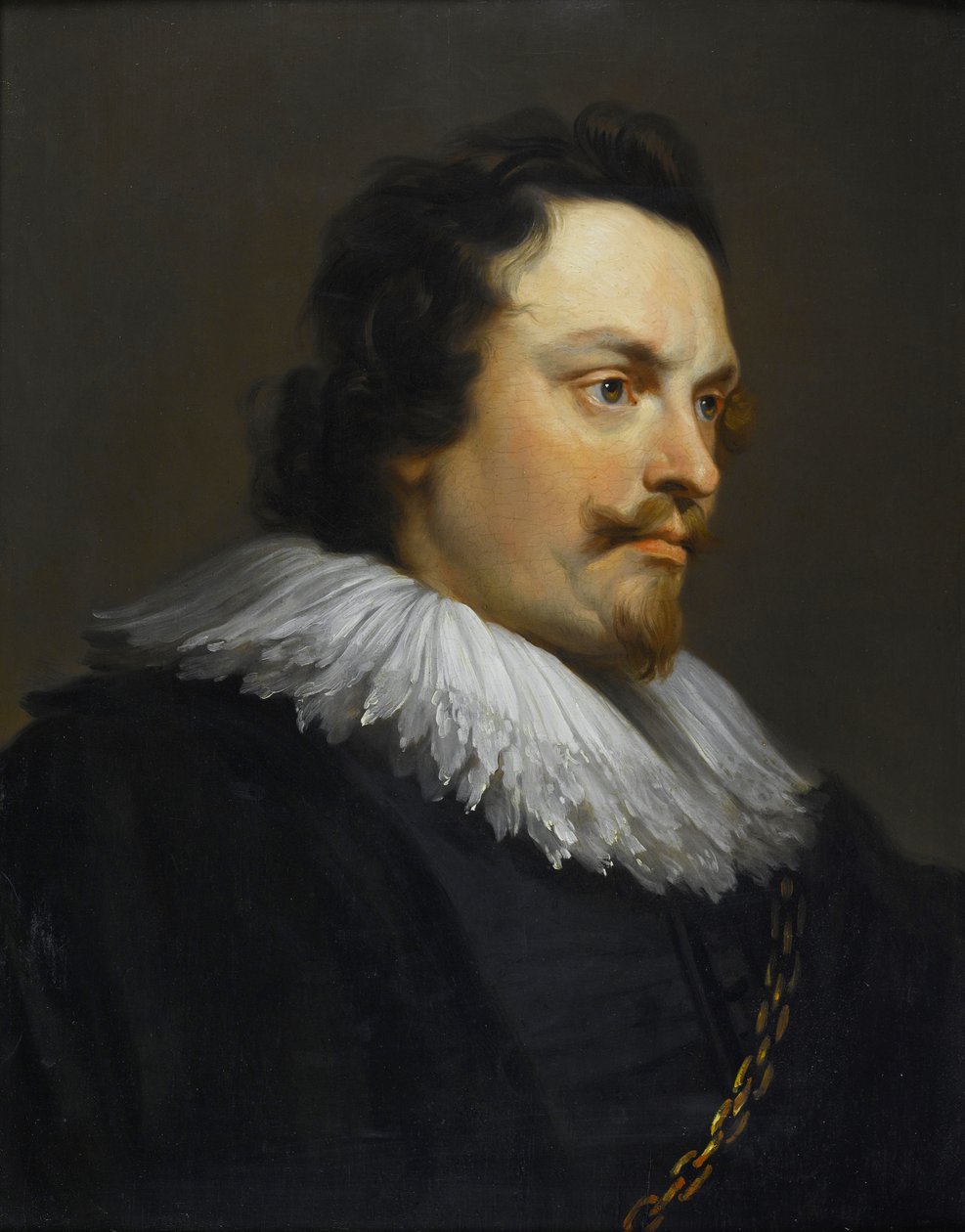 Retrato de um cavalheiro, busto de comprimento, em vestes negras e colarinho branco de Pieter Thijs