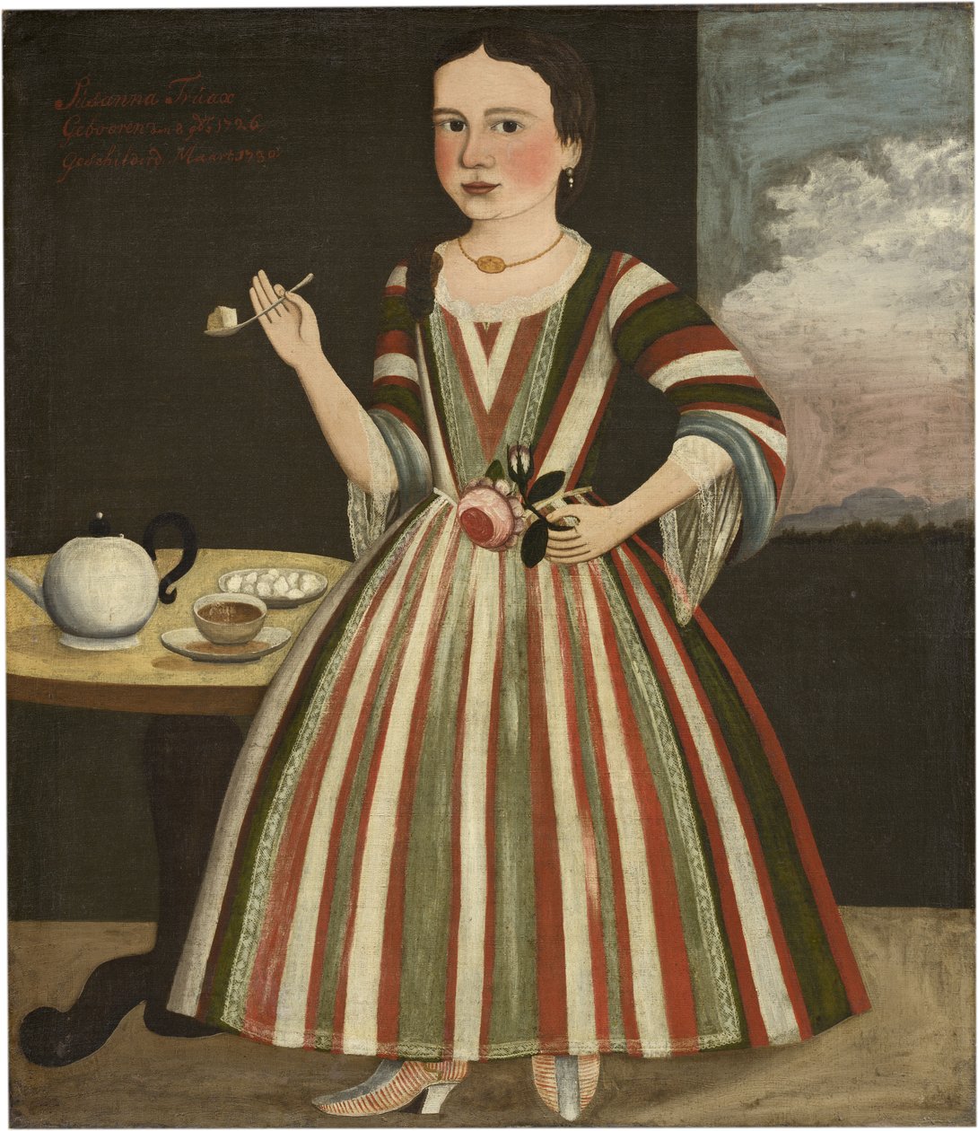 Susanna Truax, 1730 (óleo na cama) de Pieter Vanderlyn