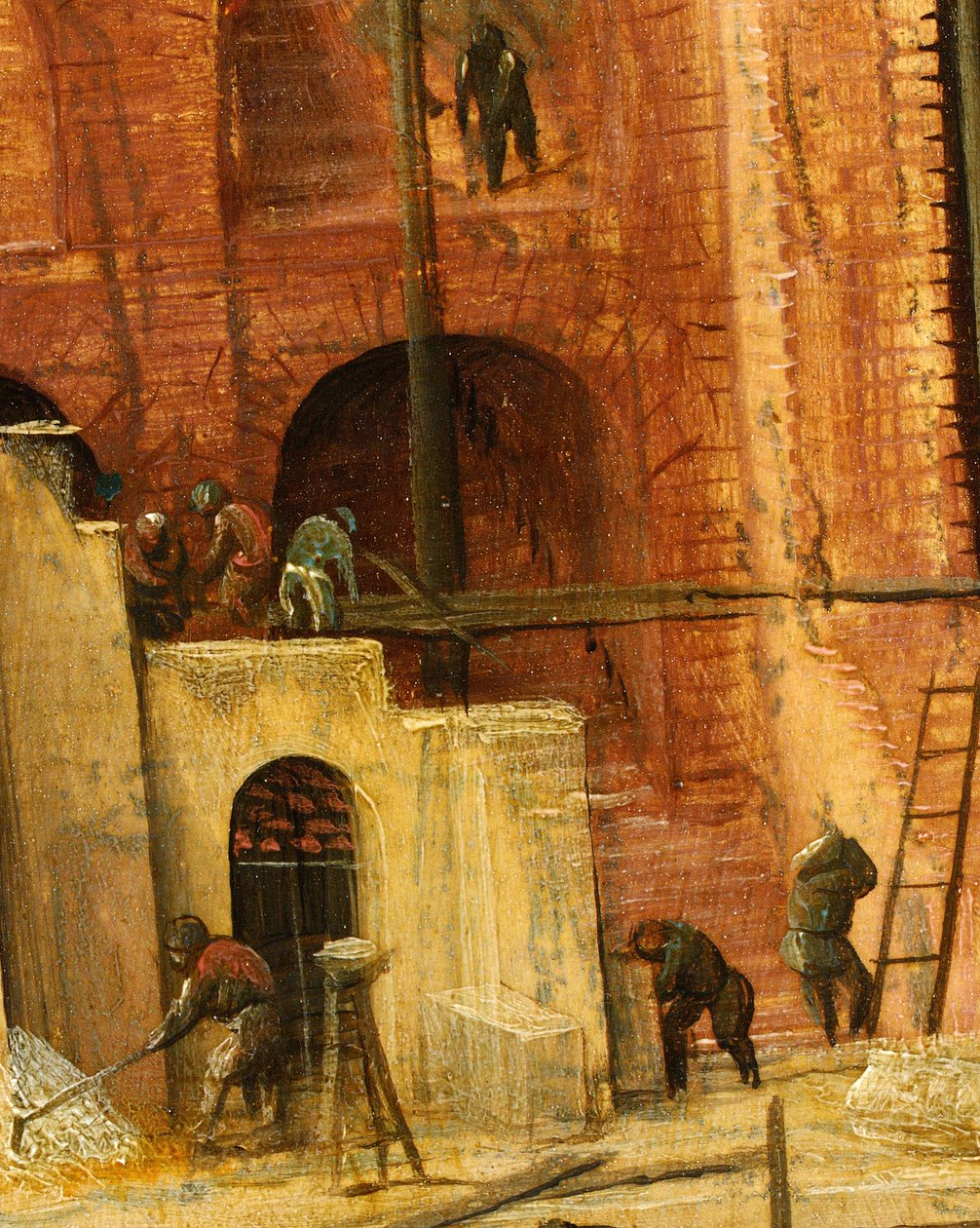 Detalhe da construção da Torre de Babel, 1563 de Pieter Bruegel the Elder