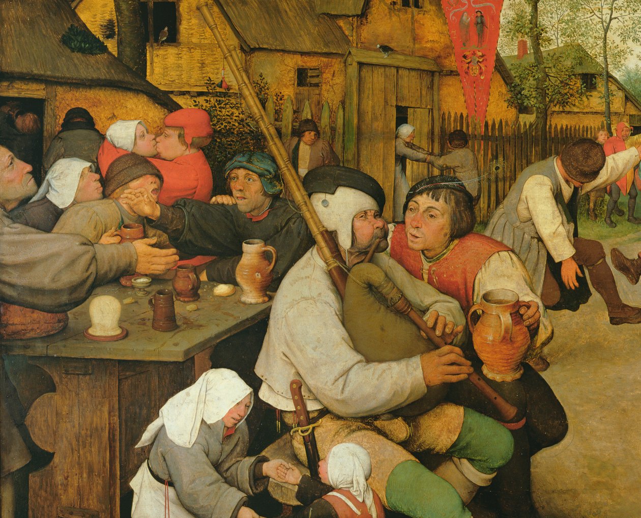 Dança camponesa, óleo de 1568 no detalhe do painel de 68947 e 186442 de Pieter Bruegel the Elder