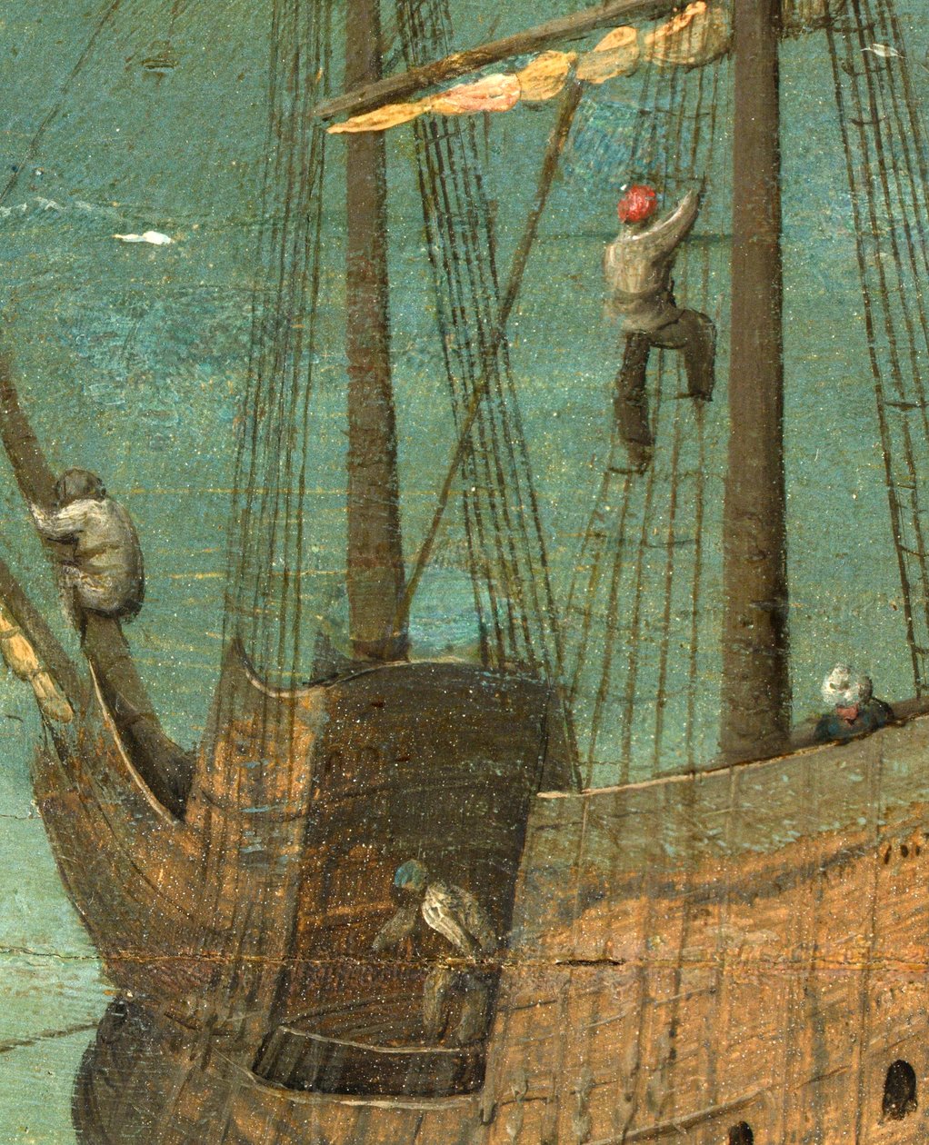 Detalhe do aparelhamento do navio da Torre de Babel, 1563 de Pieter Bruegel the Elder