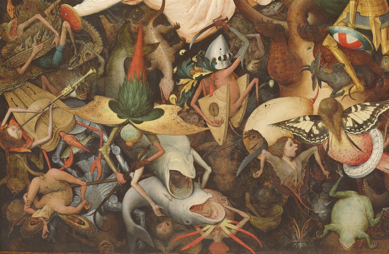 A queda dos anjos rebeldes, 1562 óleo no detalhe do painel de 74037 de Pieter Bruegel the Elder
