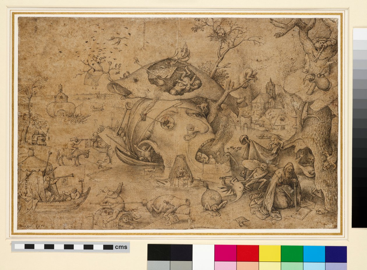 A Tentação de Santo Antônio, 1556 (caneta e tinta da Índia sobre papel) de Pieter Bruegel the Elder