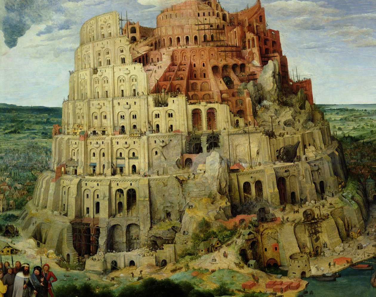 Torre de Babel, 1563 óleo no detalhe do painel de 345 de Pieter Bruegel the Elder