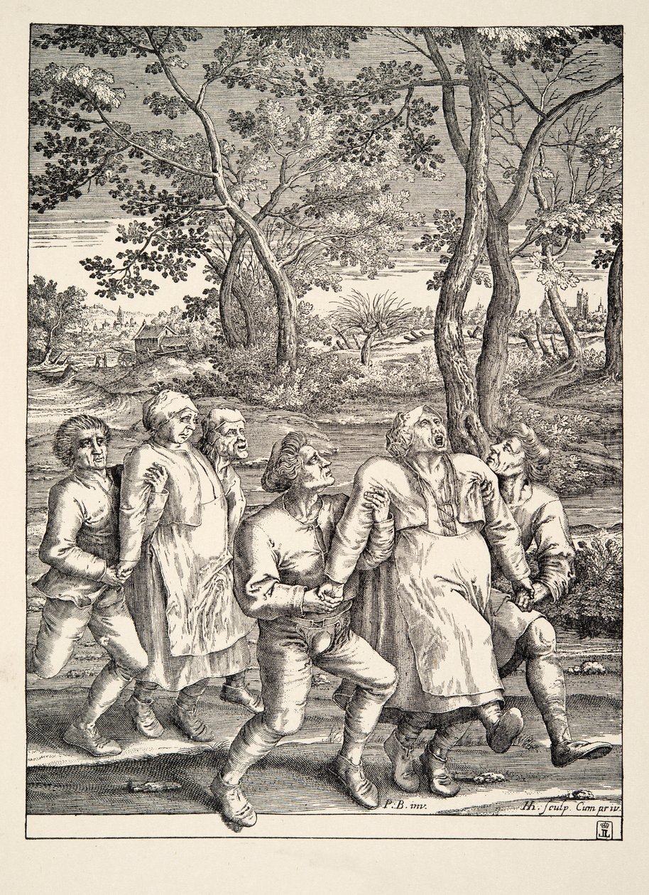 Dois grupos de camponeses após a peregrinação da epilepsia, c.1642 de Pieter Bruegel the Elder