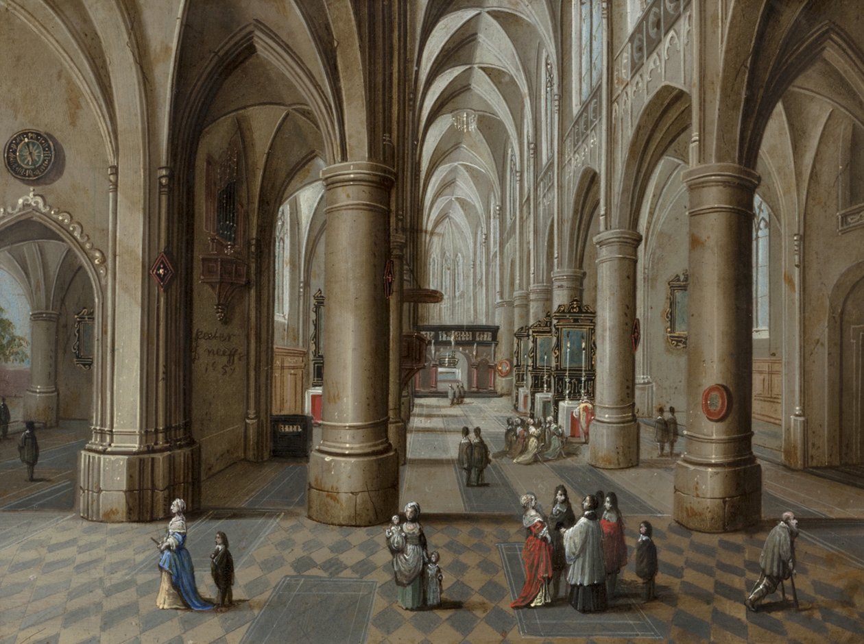 Um interior da catedral, 1657 de Pieter the Elder Neeffs