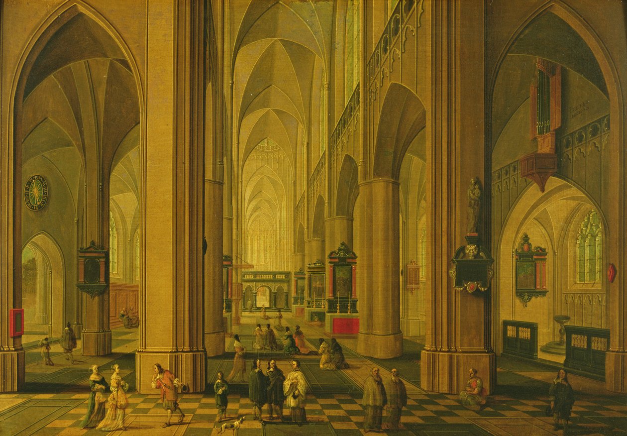 Interior de uma igreja em Antuérpia, c.1660 de Pieter the Elder Neeffs