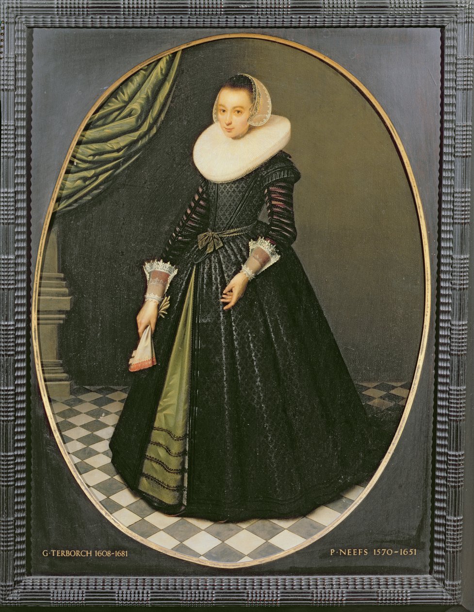 Retrato Oval de uma Dama de Pieter the Elder Neefs