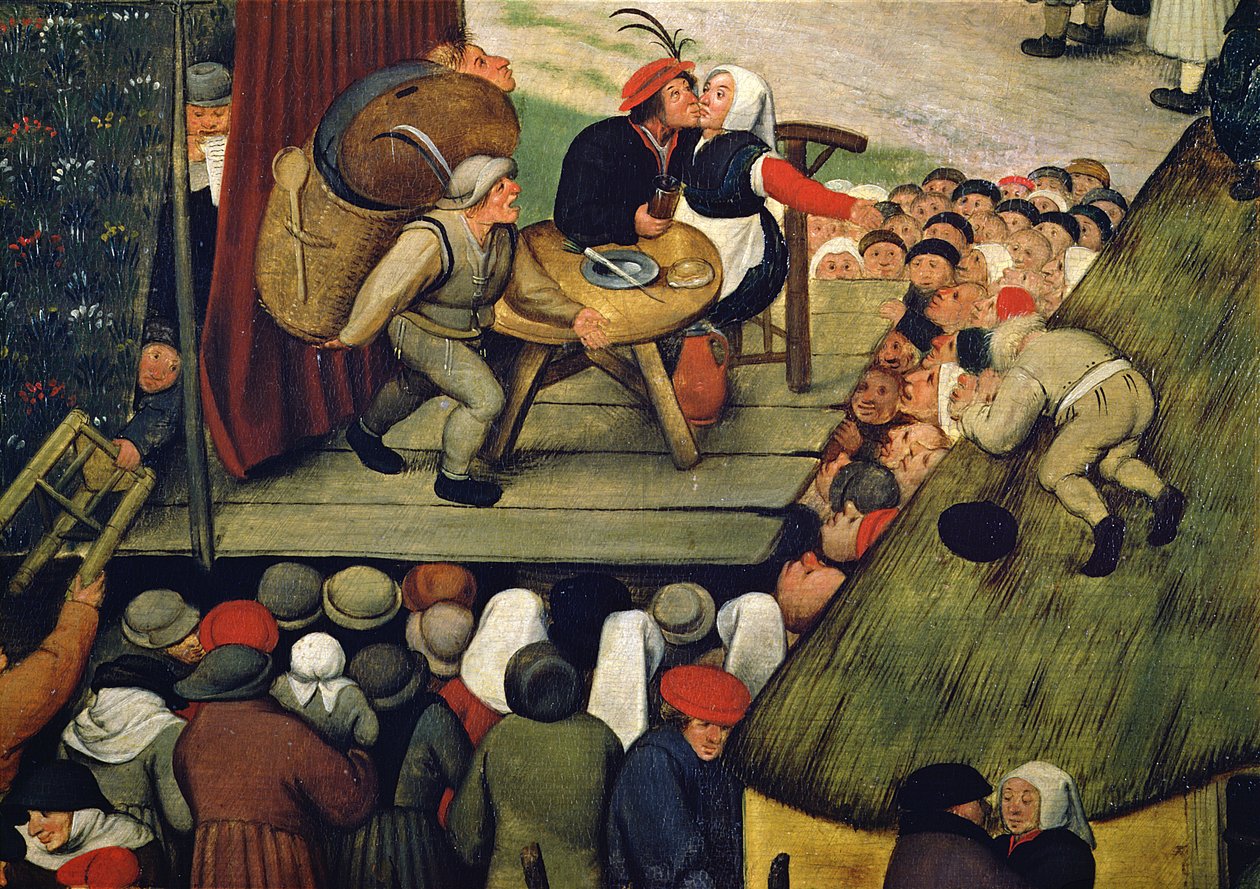 Feira com uma apresentação teatral, c.1600 (detalhe) de Pieter Brueghel the Younger