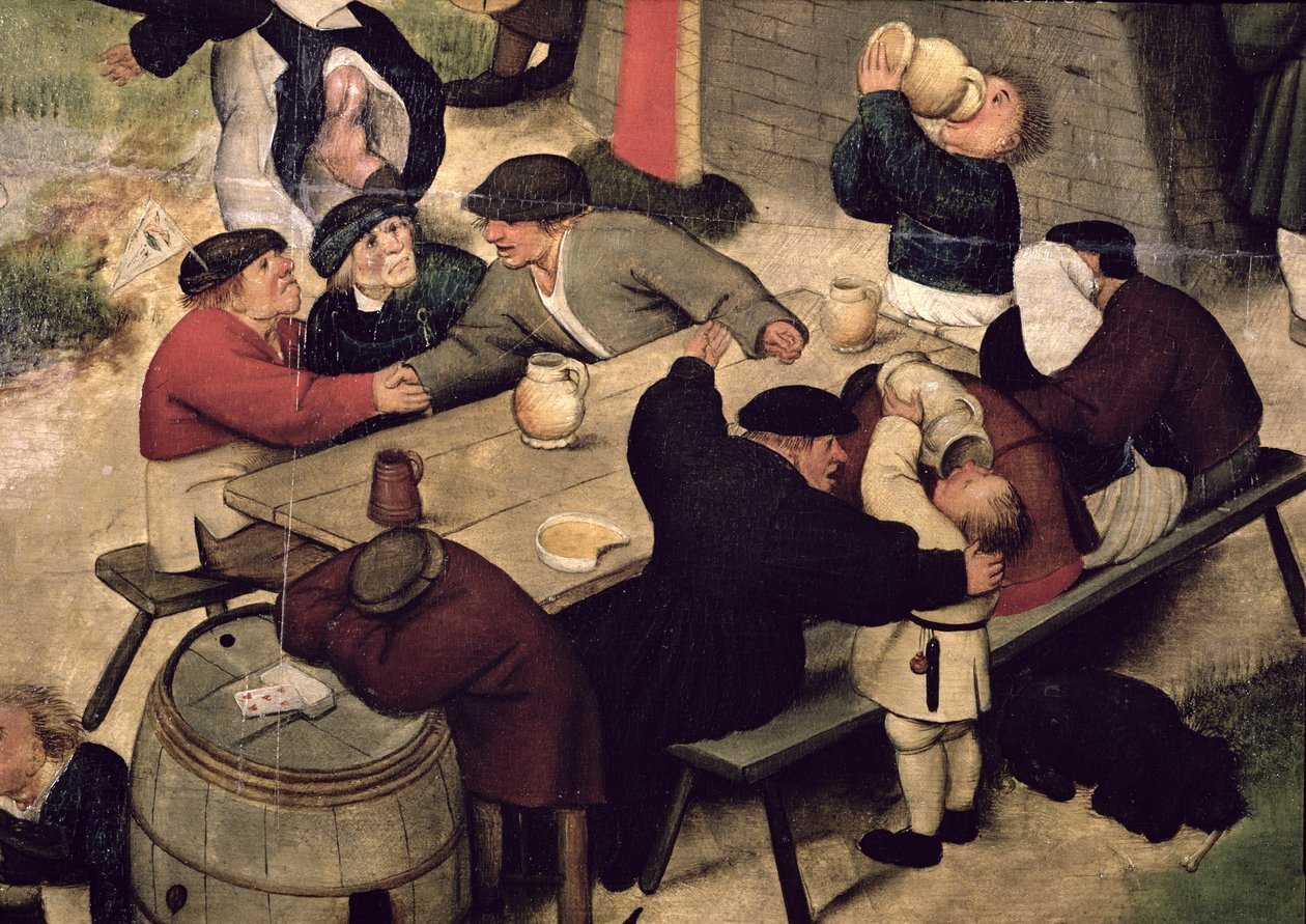 Feira com uma apresentação teatral, c.1600 (detalhe) de Pieter Brueghel the Younger