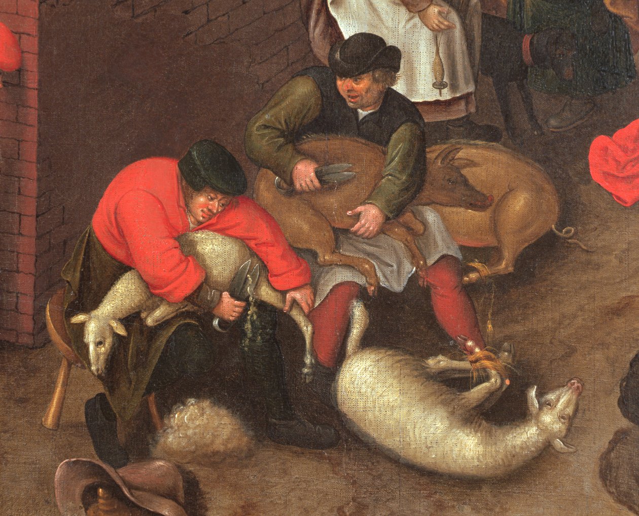 Corte de ovelhas e porcos aparadores, c.1610 de Pieter Brueghel the Younger