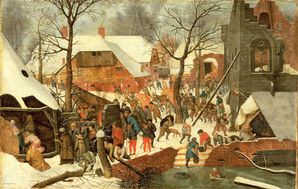 A Adoração dos Magos (óleo sobre tela transferido do painel) (veja também 15802 e 69449) de Pieter Brueghel the Younger