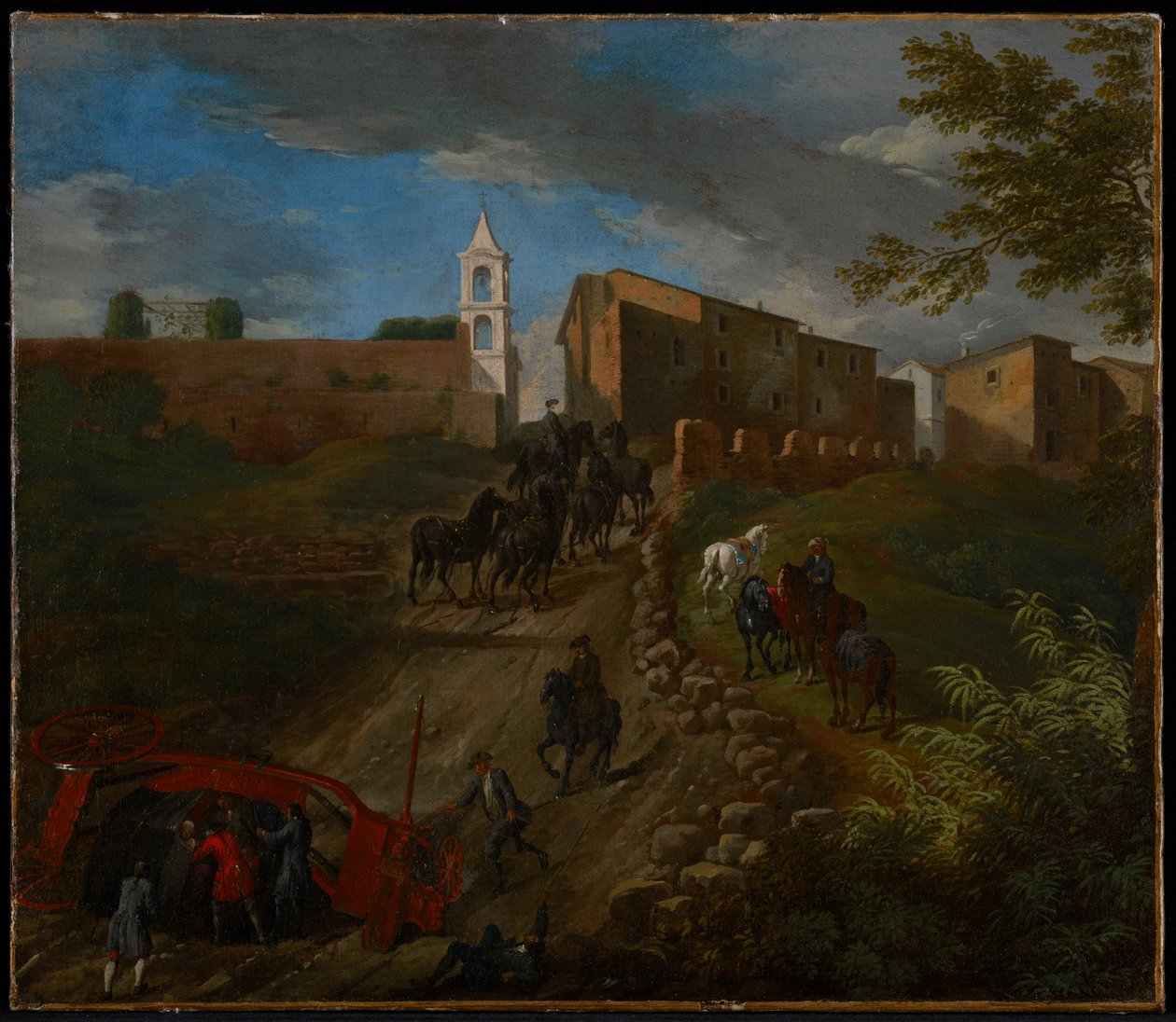 Treinador e Viajantes em Madonna del Riposo perto de Roma de Pieter van Bloemen