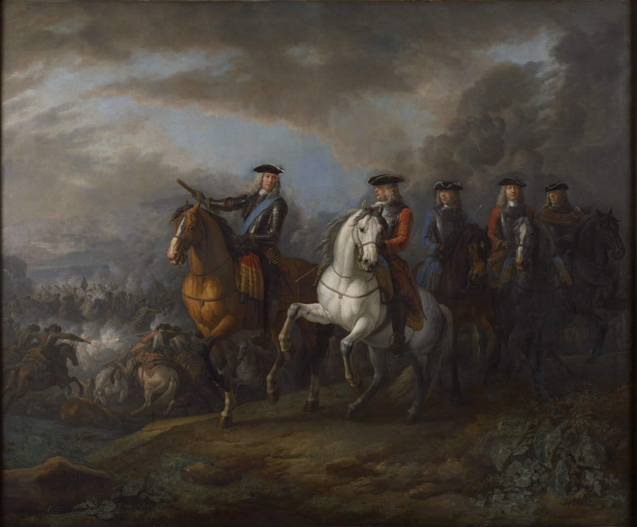 Retrato do duque de Marlborough e do conde de Cadogan, general britânico, em Blenheim de Pieter van Bloemen