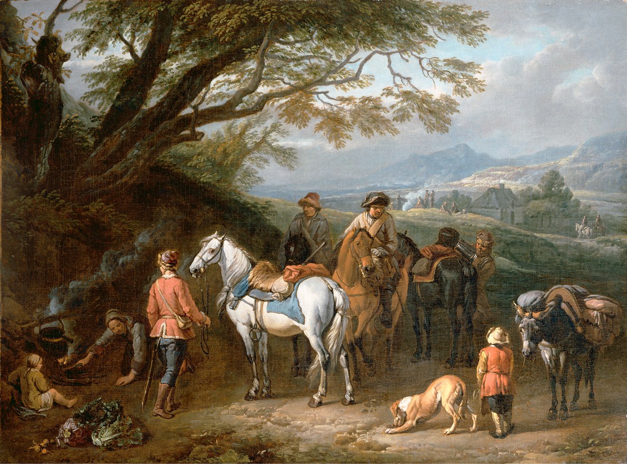 Viajantes descansando de Pieter van Bloemen