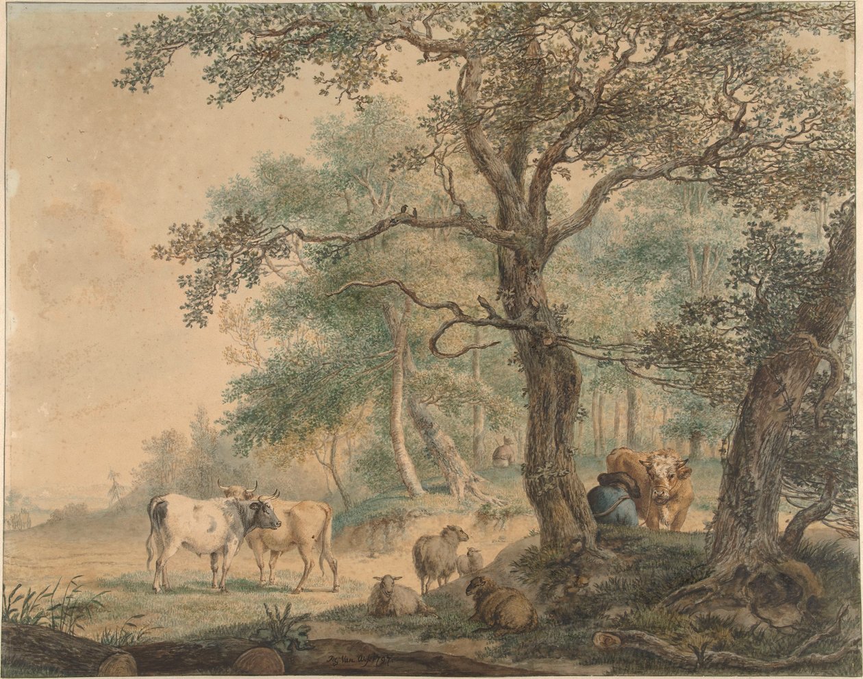 Paisagem com dois pastores e seu gado de Pieter van Os