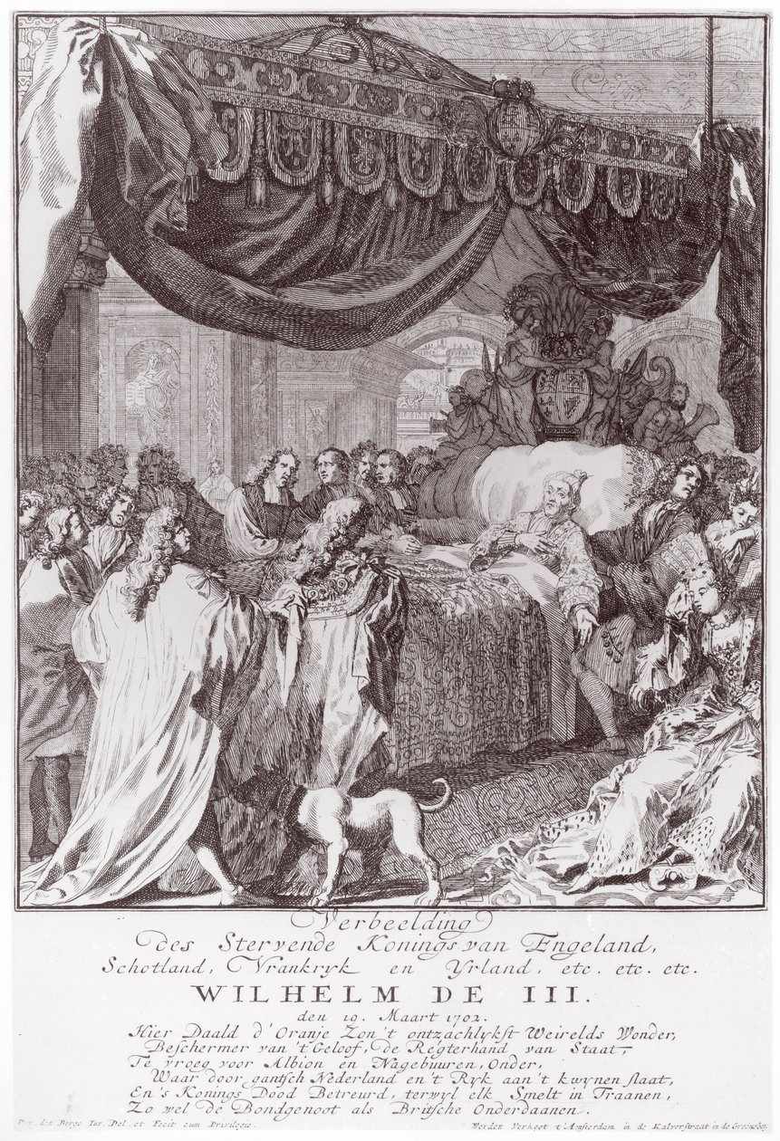 William III (1650-1702) em seu leito de morte, gravado pelo artista de Pieter van den Berge