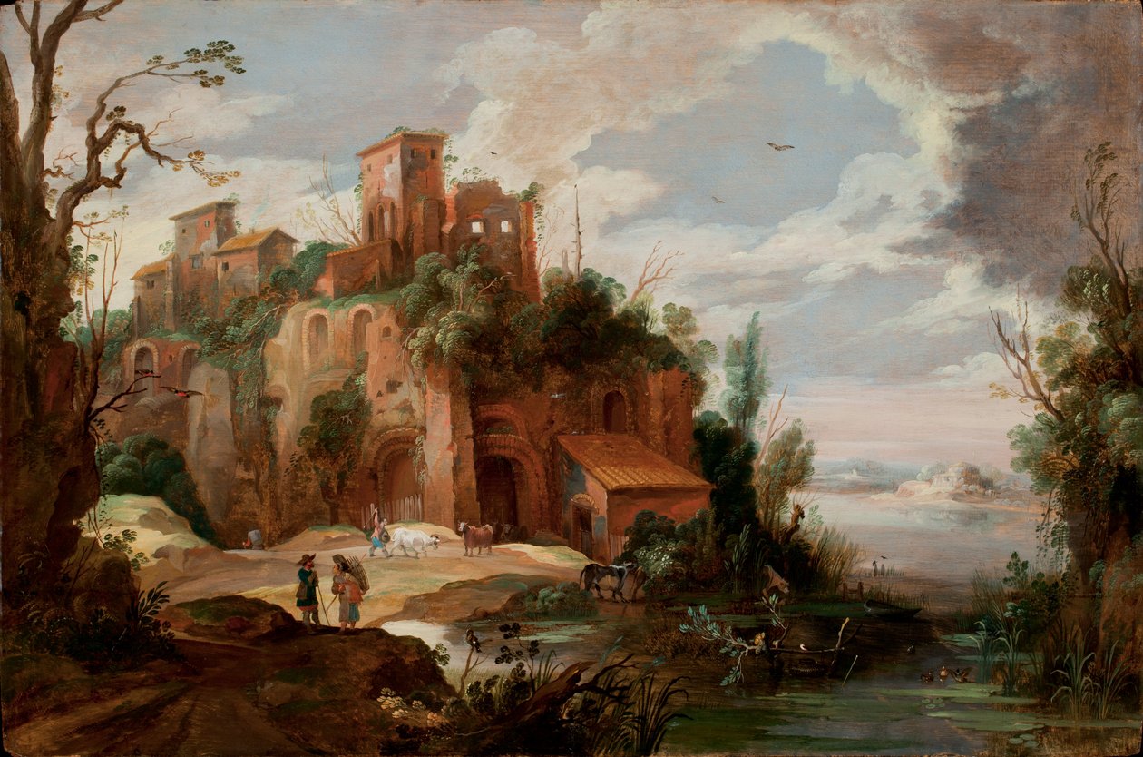 Paisagem italiana com ruínas de Pieter van der Hulst