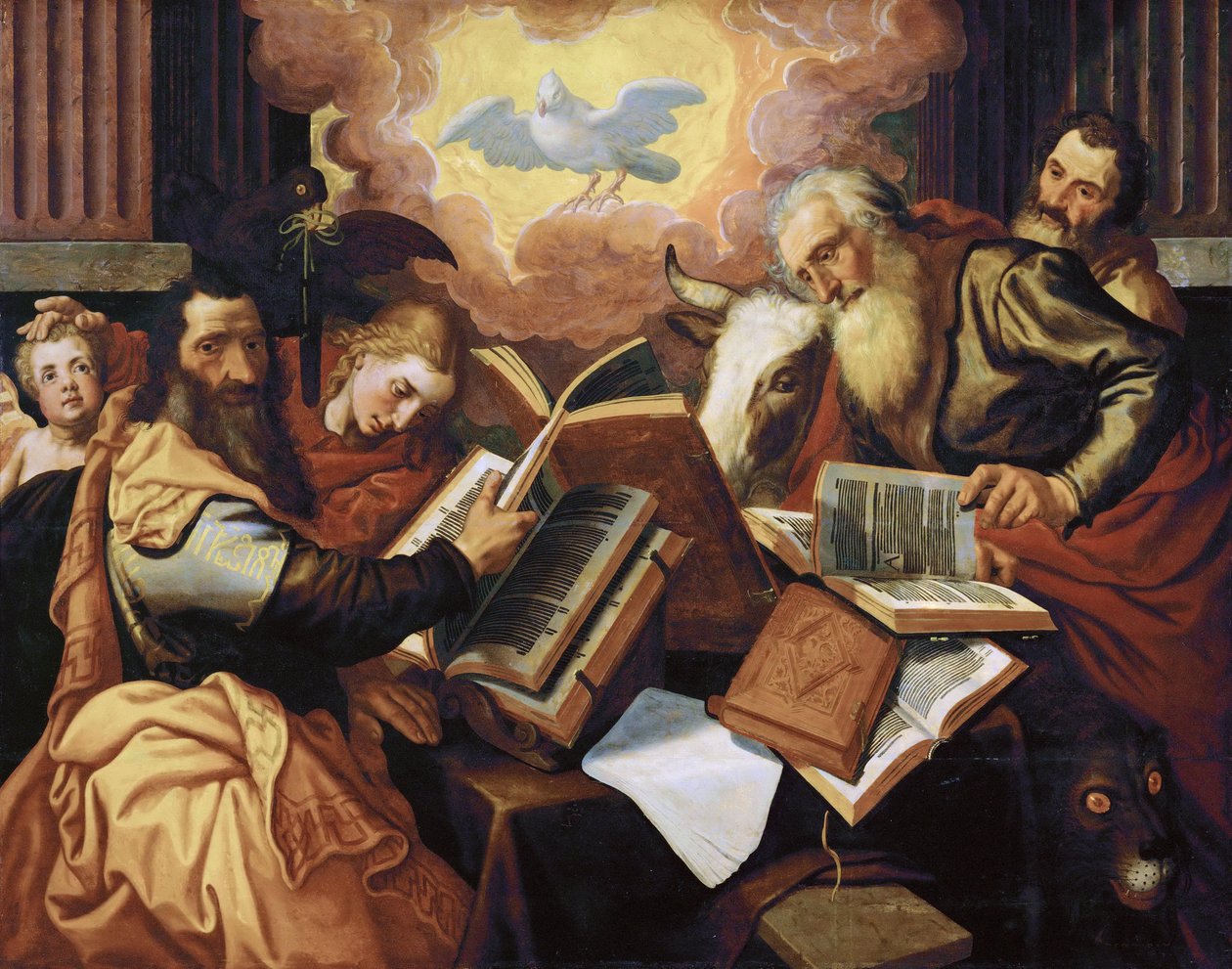 Os Quatro Evangelistas - Pieter Aertsen, dit Lange Pier (1508-1575). Óleo sobre madeira, ca. 1560-1565. Dimensão : 113x143 cm. Museu de História de Arte, Vienne de Pieter Aertsen
