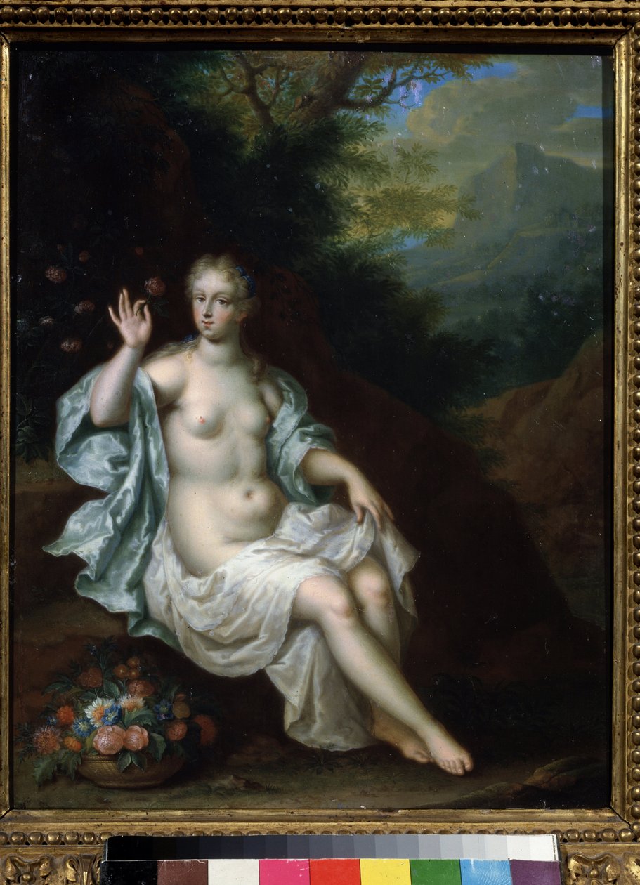 ""Retrato da Ninfa Flore"" (Flora) Pintura de Pieter Born (Borm) (1650-1682) Coleções particulares do século XVII do Museu Pushkin, Moscou de Pieter Borm