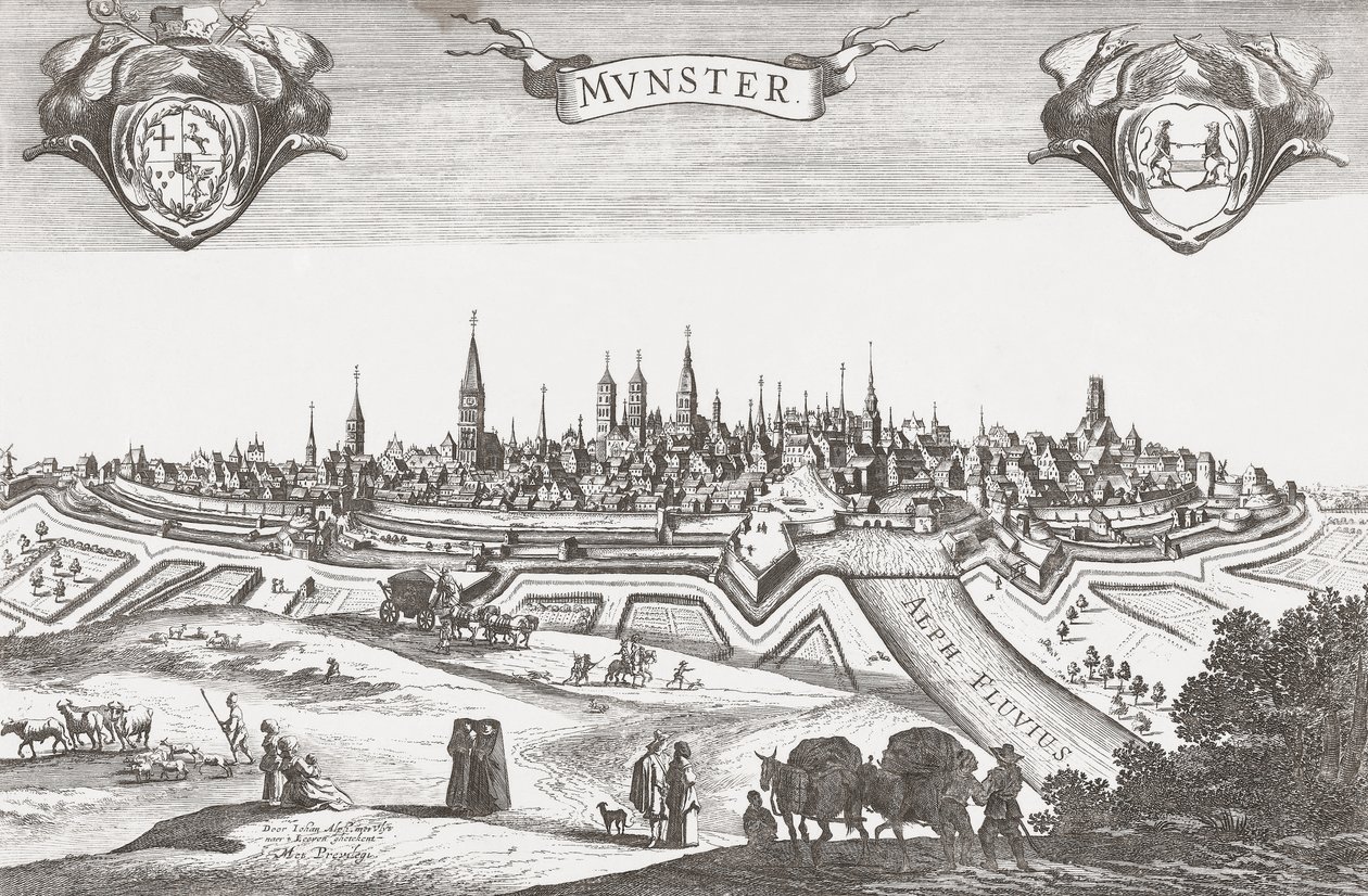 Panorama de Munster, Alemanha (impressão) de Pieter (after) Nolpe